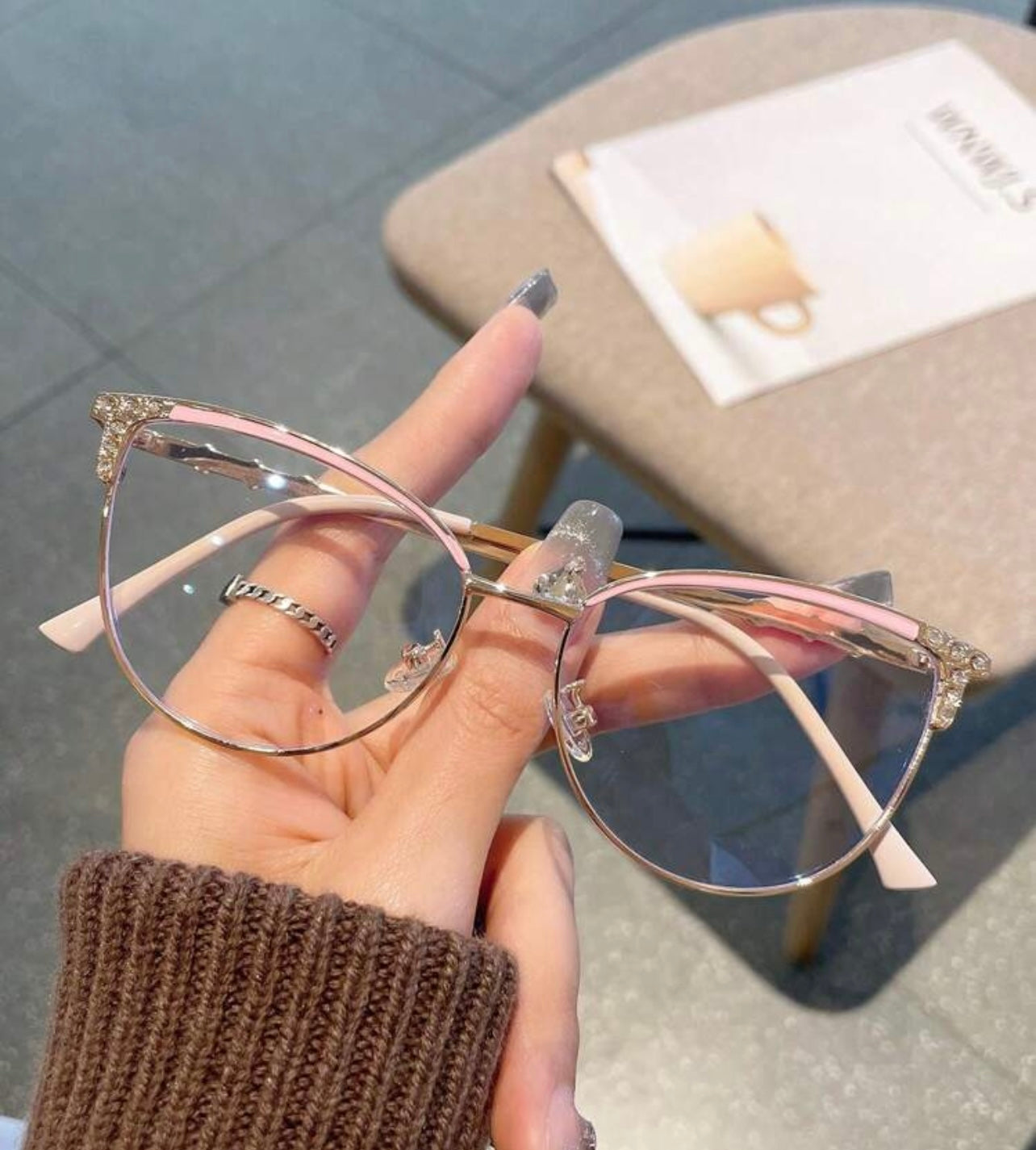 Lentes oro rosa con anti luz azul